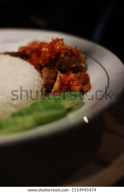 Nasi Ayam Sambal Merah White Rice Stock Photo Edit Now 1514945474