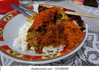 Nasi Campur Typical Daily Lunch From Lombok Island