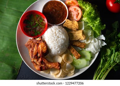 Nasi Lemak Kukus With Thigh Malaysian Local Food Top Down
