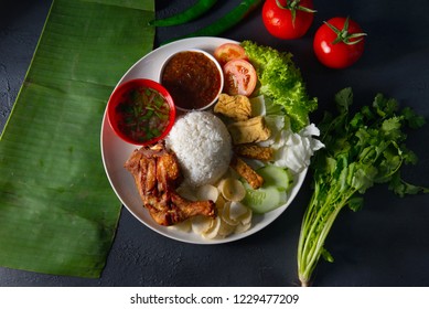 Nasi Lemak Kukus With Thigh Malaysian Local Food Top Down
