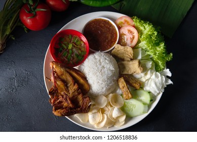 Nasi Lemak Kukus Top View, Malaysian Local Food