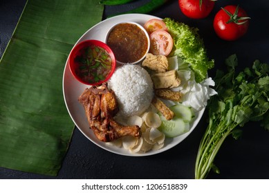 Nasi Lemak Kukus Top View, Malaysian Local Food