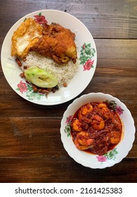 Nasi Lemak, A Malay Style Complete Meal Of Fragrant Rice Cooked In Coconut Milk.