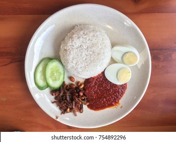 Nasi Lemak. Original Malay Food For Breakfast. Top View