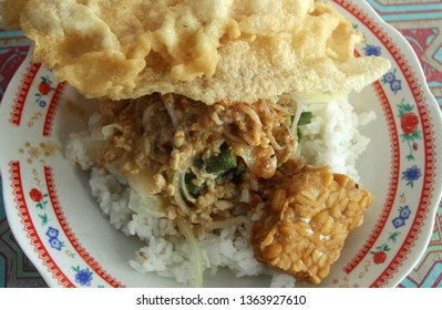 Nasi Pecel Sambal Tumpang Is Traditional Food From Kediri, Indonesia