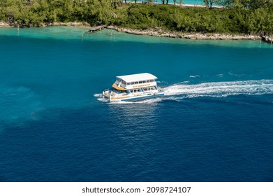 Nassau, Bahamas - Bahamas - December 10, 2021: Blue Lagoon Island Dolphin Tour Boat In The Nassau Cruise Port Harbour