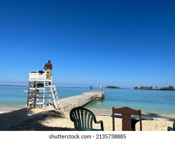 Nassau, Bahamas - December 9, 2021:  People Enjoying Junkanoo Beach In Nassau, Bahamas.