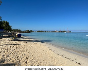 Nassau, Bahamas - December 9, 2021:  People Enjoying Junkanoo Beach In Nassau, Bahamas.