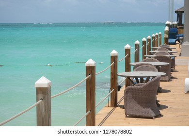 Nassau, Bahamas - MAY 4, 2018: Beautiful Restaurant With Ocean View In Nassau