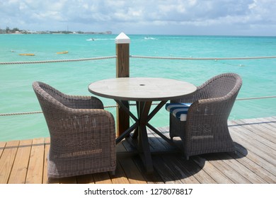 Nassau, Bahamas - MAY 4, 2018: Beautiful Restaurant With Ocean View In Nassau