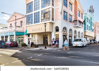 NASSAU, BAHAMAS - OCTOBER 13, 2019: A Gucci Store Located In Downtown Nassau. This Is A Popular Area For People To Shop While At Port.