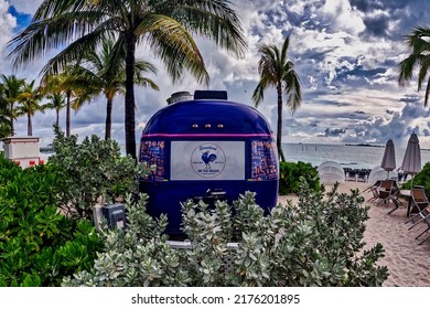 Nassau, Bahamas-June 26, 2021: Food Truck On The Beach At The Grand Hyatt Hotel, Baha Mar