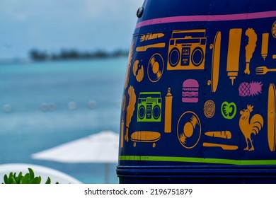 Nassau, Bahamas-June 26, 2022: Detail  On A Food Truck At The Beach                               