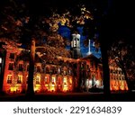Nassau Hall view in Princeton University at night , USA.