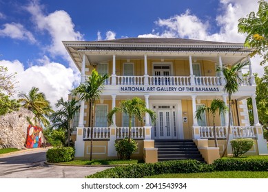 Nassau, New Providence, Bahamas - June 2019: National Art Gallery Of The Bahamas On West Hill St, Nassau, In The Villa Doyle, A Stately 1860s Mansion.