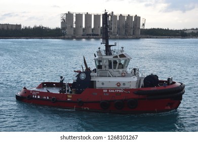 Nassau,Bahamas/USA November 22,2017: SD Calypso Tug in Caribbean waters.