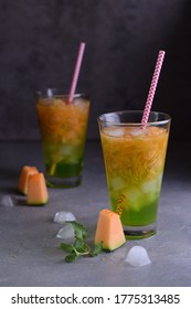 Nata De Coco Melon Syrup Is Made From A Mixture Of Shaved Melons, Nata De Coco And Melon Syrup