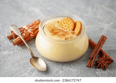 Natilla, Classic Spanish or Latin Custard Dessert. It is made with eggs, milk, sugar, cinnamon, and vanilla. - Powered by Shutterstock