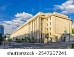 National Bank of Belgium Banque Nationale de Belgique building with prestressed colonnade in Brussels city historical center, Belgium