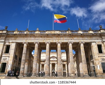 National Capitol With Flag In Bogota, Colombia