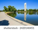 National Carillon of Australia on Queen Elizabeth II island on the shores of Lake Burley Griffin in Canberra, Australian Capital Territory