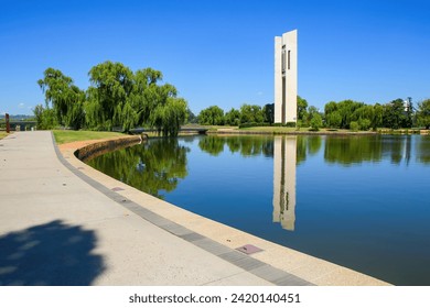 National Carillon of Australia on Queen Elizabeth II island on the shores of Lake Burley Griffin in Canberra, Australian Capital Territory