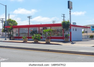 National City, California - August 27th 2019: Outside Plaza Donut Shop In National City, Highland Ave