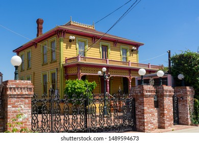 National City, California - August 27th 2019: Vintage Craftsman Home With Brick Front Gate