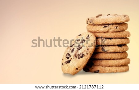 National Cookie Day poster with yummy freshly chocolate chip cookies on the desk