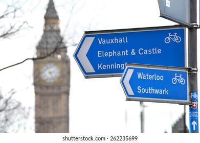 National Cycle Network Sign London With Big Ben