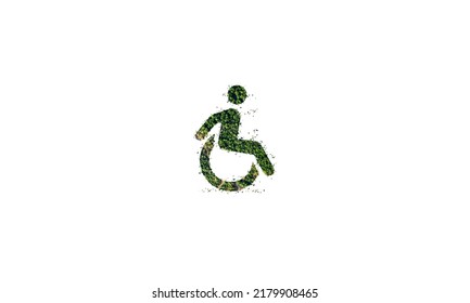 National Disability Independence Day. Disabled Person Green Eco Icon. Environment Day Concept. July 26. Holiday Concept. 3d Rendering.