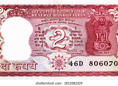 National Emblem Of India - Lion Capital Of Asoka (Ashoka Column), Portrait From India 2 Rupees 1985-90 Banknotes. 