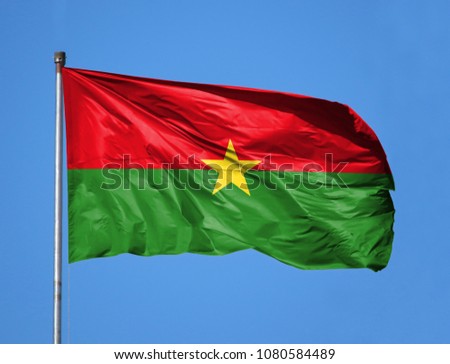 National flag of Burkina Faso on a flagpole