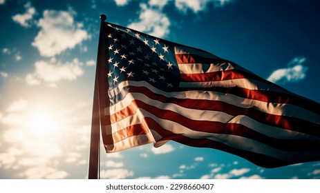 National flag day. America. United States of America. Bright, festive stylized illustration. Greeting card. national flag day. 