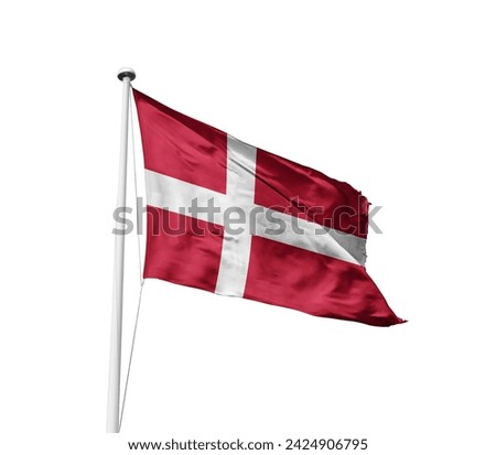 National Flag of Denmark. Denmark flag isolated on white background with clipping path.