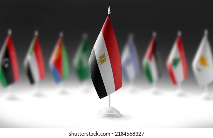 The national flag of the Egypt on the background of flags of other countries