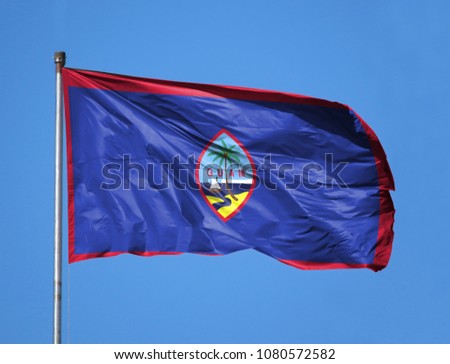 National flag of Guam on a flagpole