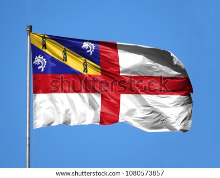 National flag of Herm on a flagpole