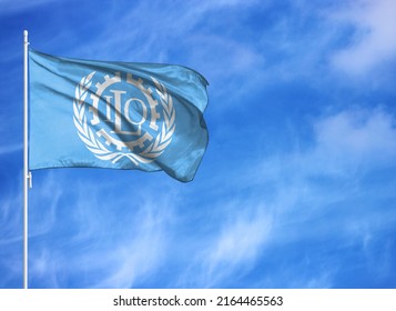 National flag of ILO on a flagpole - Shutterstock ID 2164465563