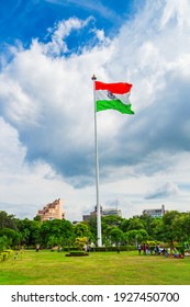 National Flag Of India At Central Park In  Connaught Place District In New Delhi, India