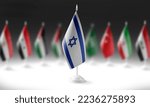 The national flag of the Israel on the background of flags of other countries