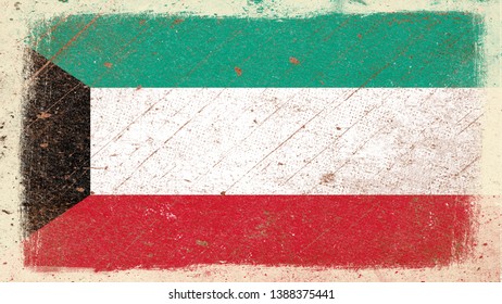 National Flag of Kuwait - Rectangular Shape patriotic symbol 