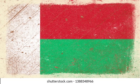 National Flag of Madagascar - Rectangular Shape patriotic symbol 