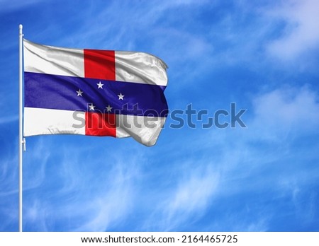 National flag of Netherlands Antilles on a flagpole