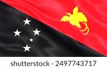 National flag of Papua New Guinea waving in wind