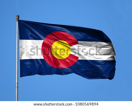 National flag State of Colorado on a flagpole