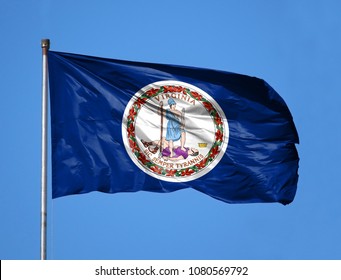National Flag State Of Virginia On A Flagpole