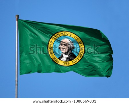 National flag State of Washington on a flagpole