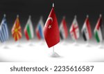 The national flag of the Turkey on the background of flags of other countries