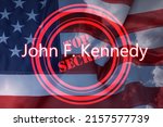 National flag of USA and text John F. Kennedy